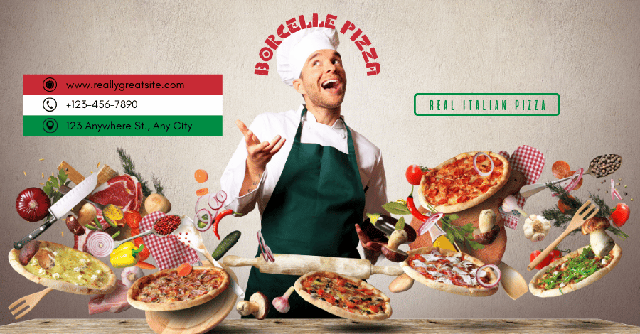 Anúncio de pizzaria italiana com ótimo design